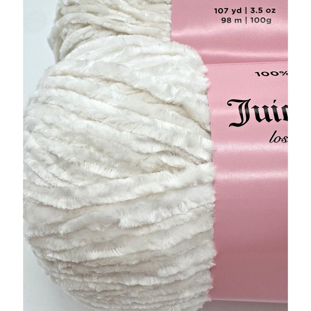 JUICY COUTURE 2-Skein-Lot Luxe Velour Yarn Angel Off-White Discontinued Joann 5B - Picture 2 of 4